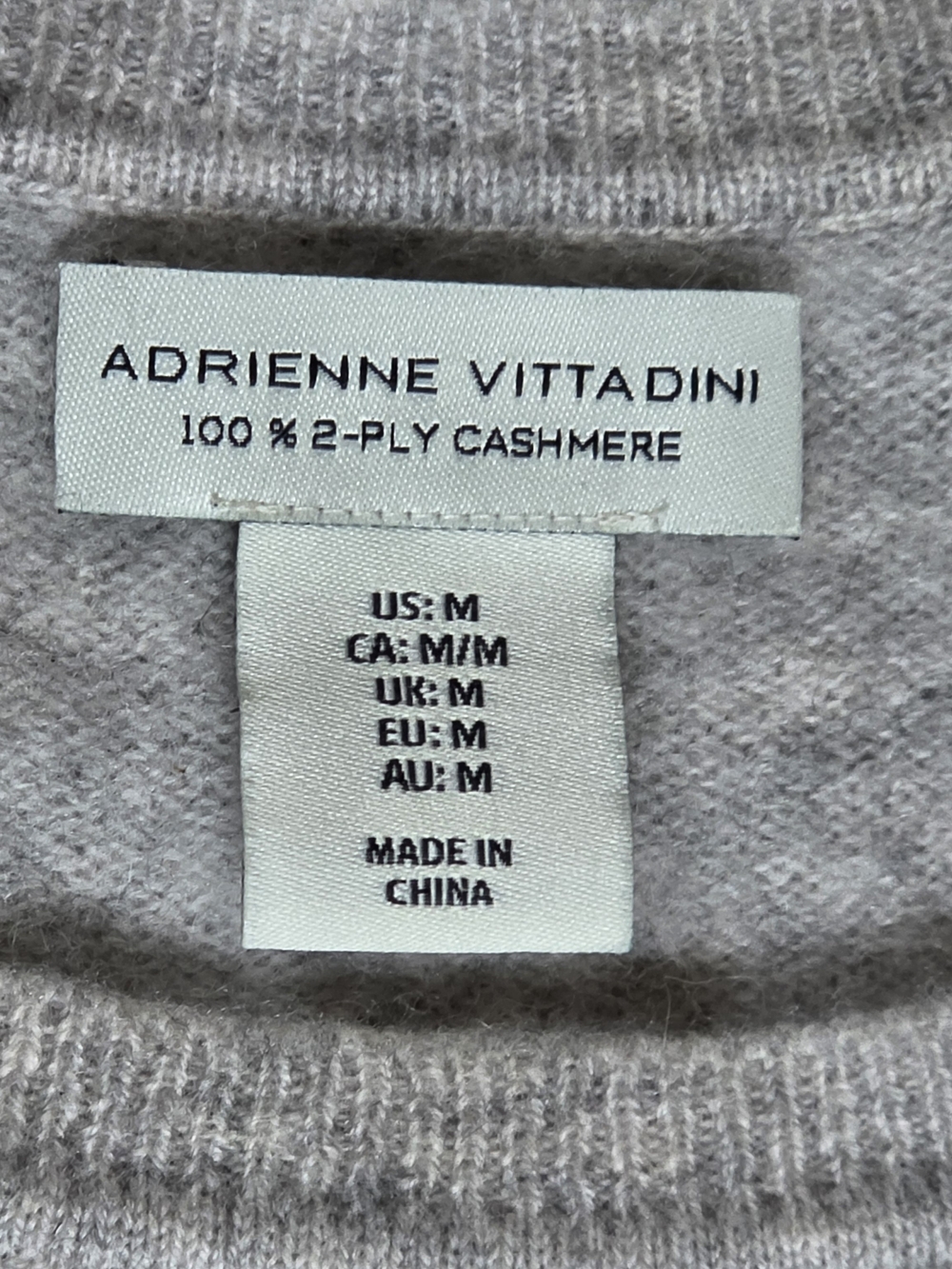 Adrienne Vittadini 2 Ply Cashmere Crewneck Sweater Womens M Oat Grey Soft Cozy - Picture 7 of 12